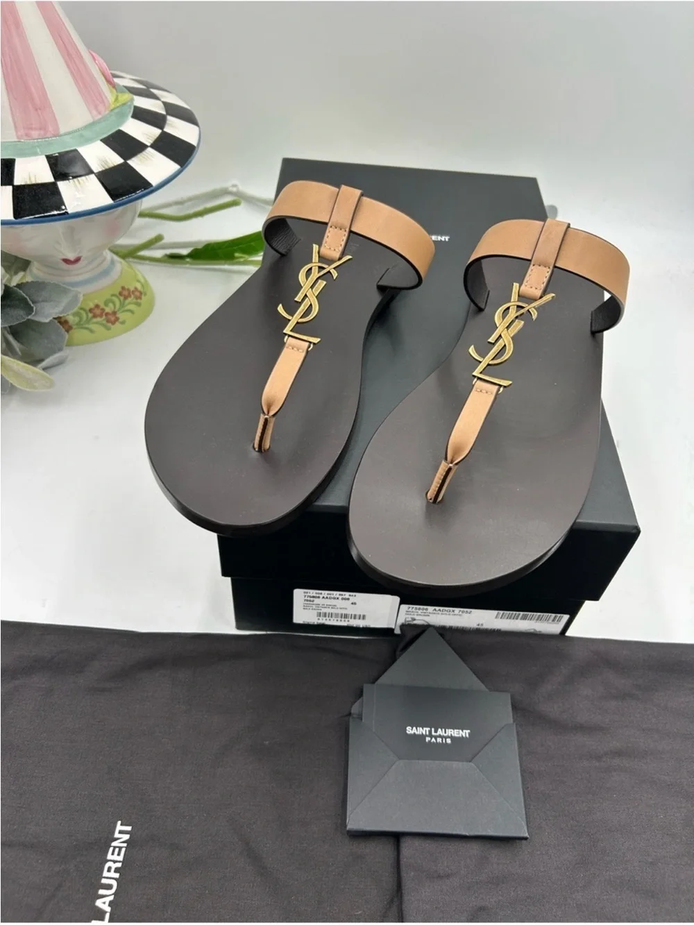 Men’s Saint Laurent CASSANDRE thong YSL sandal size 45 made in Italy